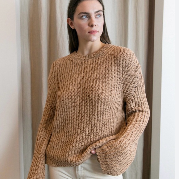 Nanushka Sweaters - NANUSHKA Saio Open Back Chunky Open Weave Crewneck Sweater Nude $365 Medium